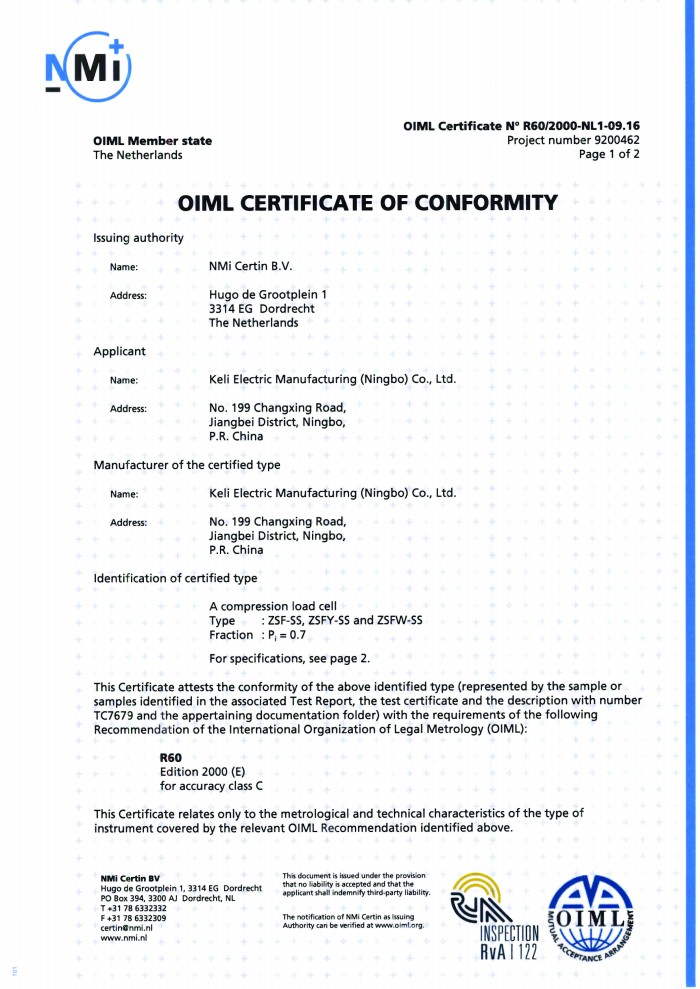 OIML-ZSF-SS、ZSFY-SS、ZSFW-SS
